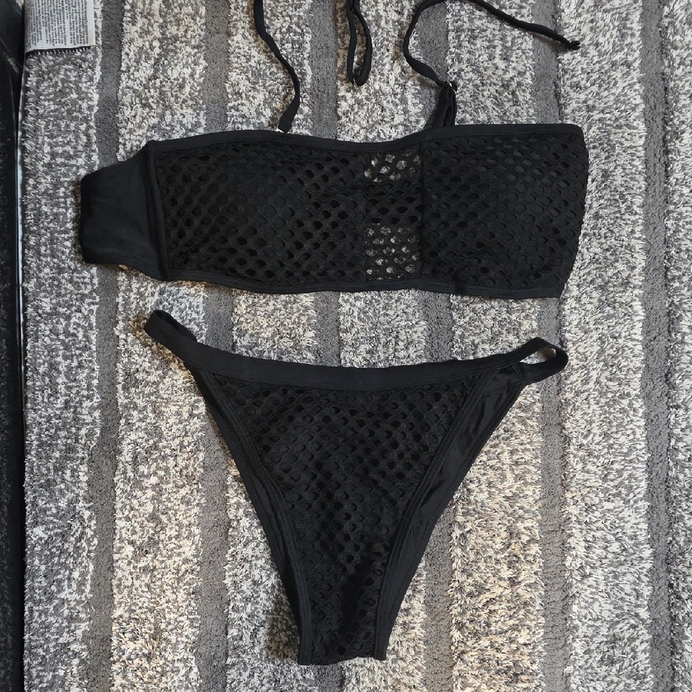 Zaful Black Mesh Bikini Set